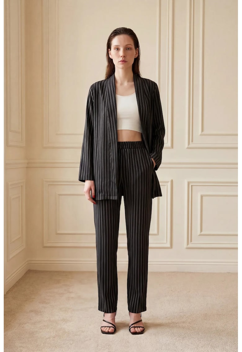 Compleu dama - set din doua piese - negru - textil