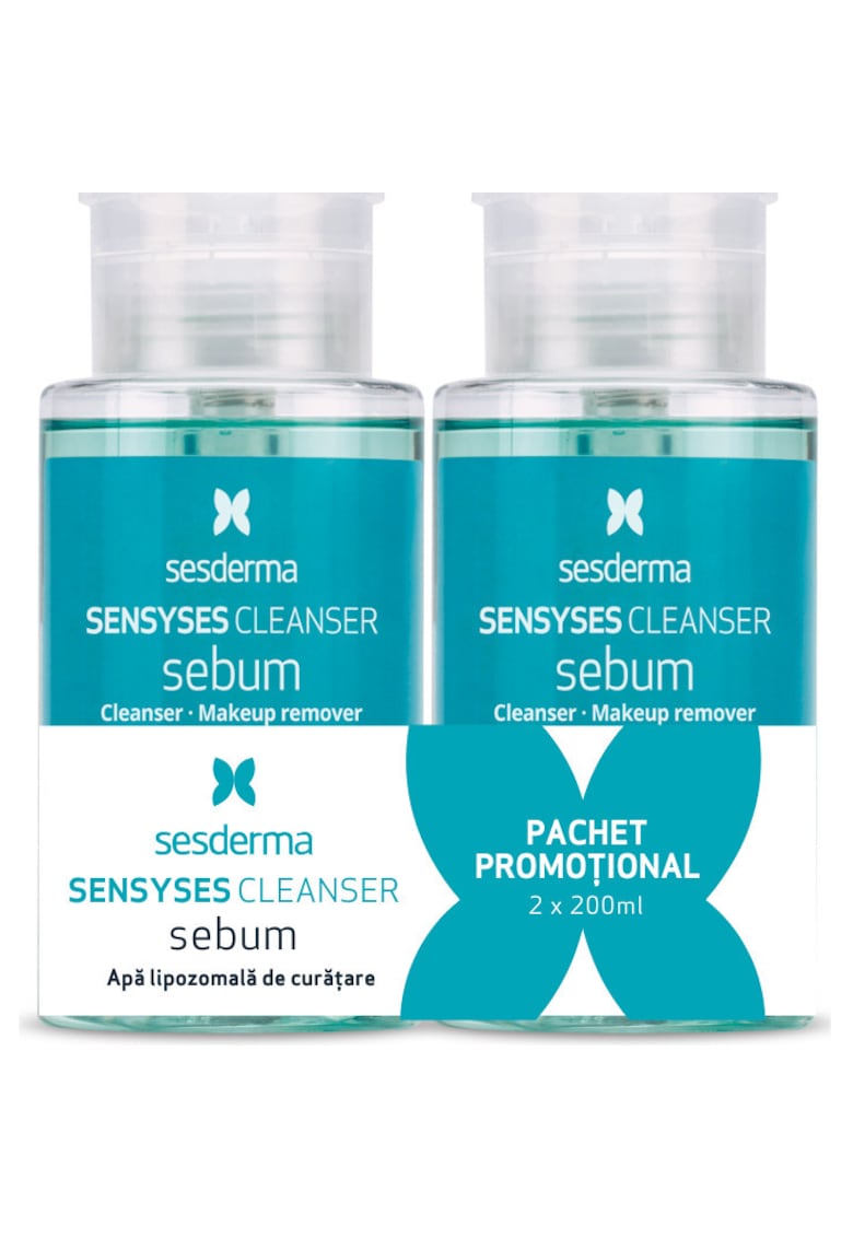 Pachet Sensyses Sebum 2 x 200ml - Apa Lipozomala - curatare profunda cu tehnologie nanolipozomala - indepartare machiaj si echilibrare bariera cutanata - potrivit pentru toate tipurile de ten