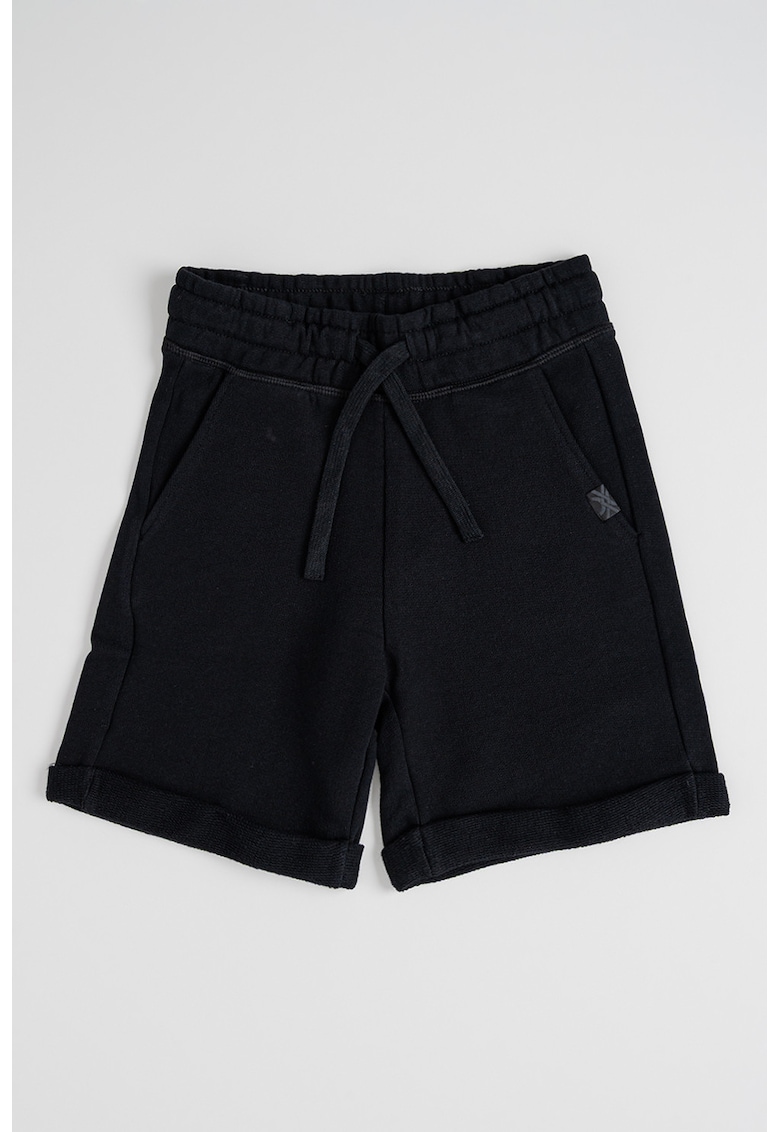 Pantaloni scurti de bumbac cu talie ajustabila - Negru