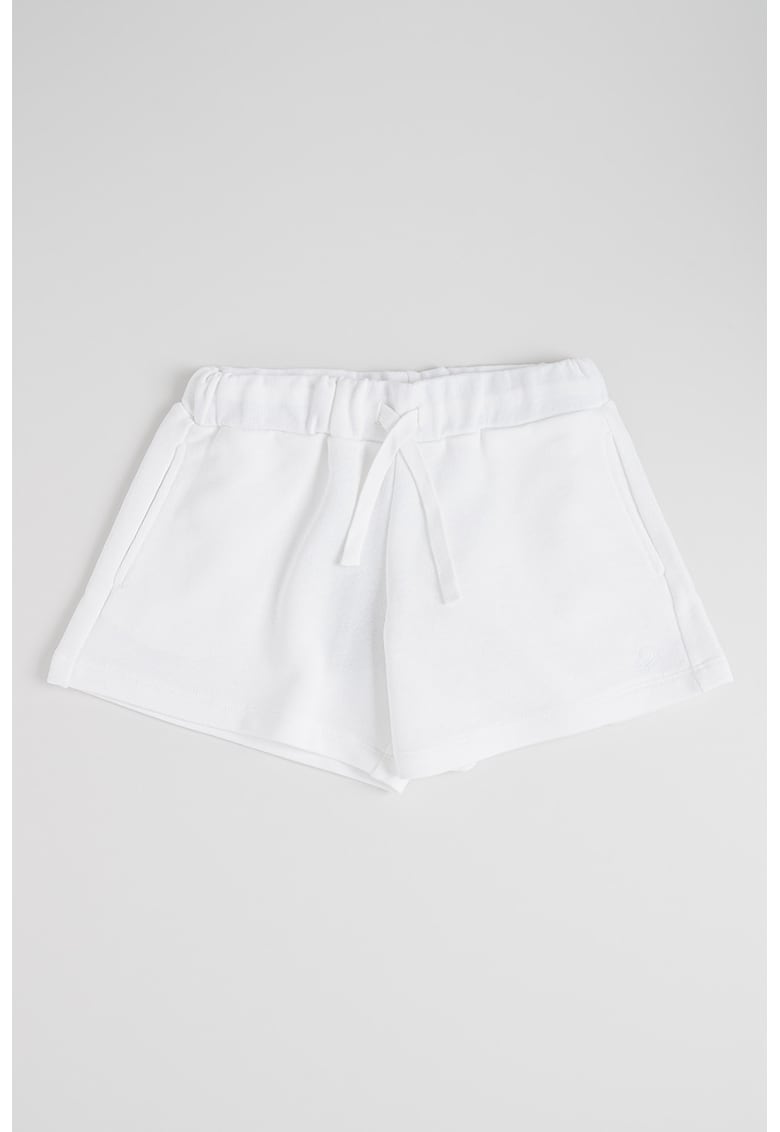 Pantaloni scurti de bumbac cu snur de ajustare - Alb rece