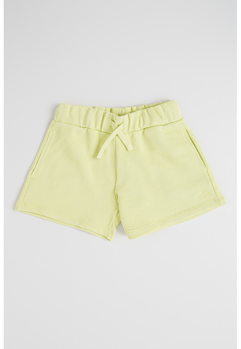 Pantaloni scurti de bumbac cu snur de ajustare - Verde fistic