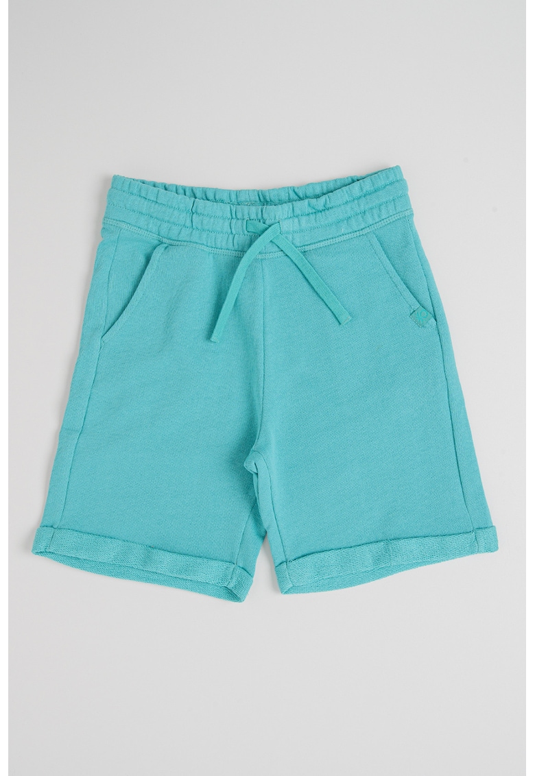 Pantaloni scurti de bumbac cu talie ajustabila - Verde persan