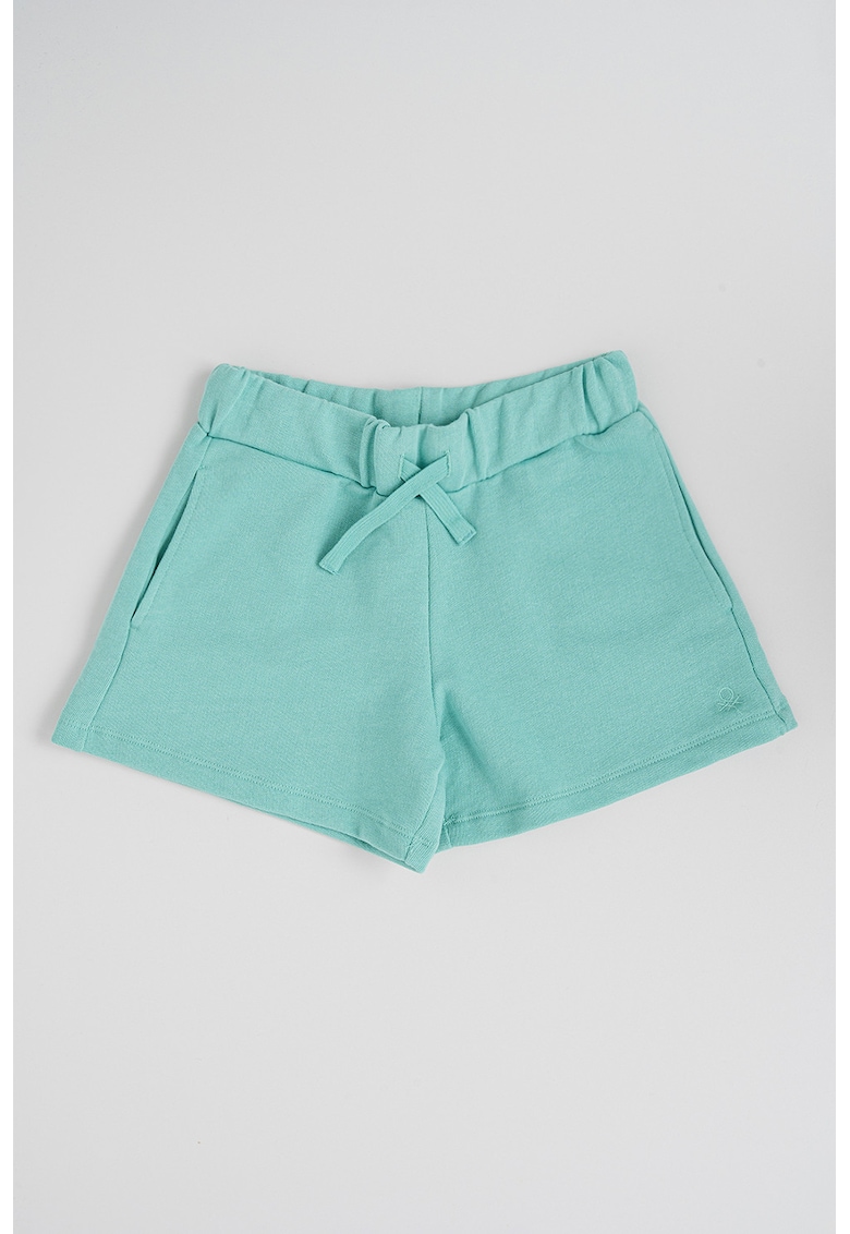 Pantaloni scurti de bumbac cu snur de ajustare - Verde persan