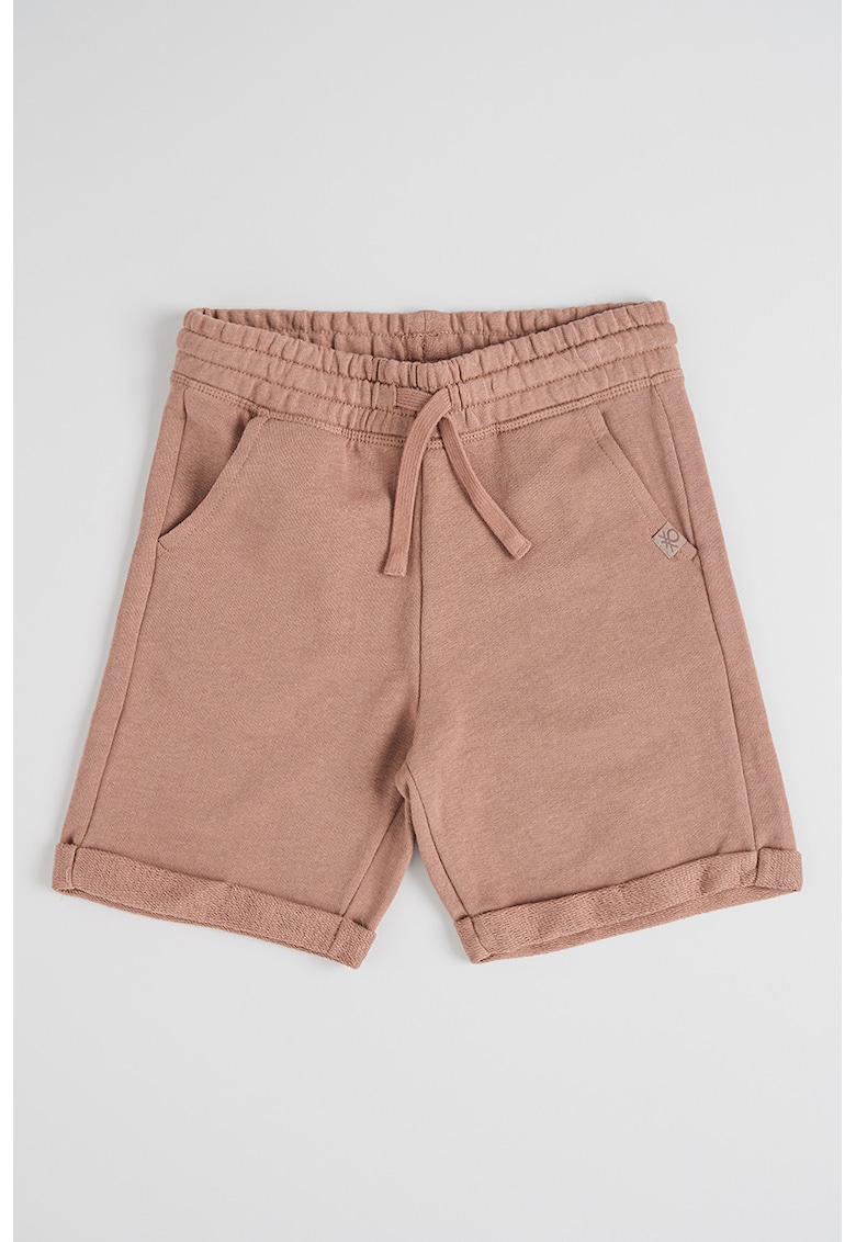Pantaloni scurti de bumbac cu talie ajustabila - Maro pamantiu