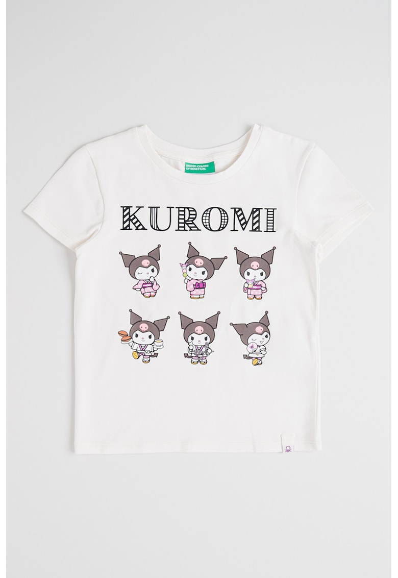 Tricou cu imprimeu Kuromi - Alb/Roz/Gri inchis
