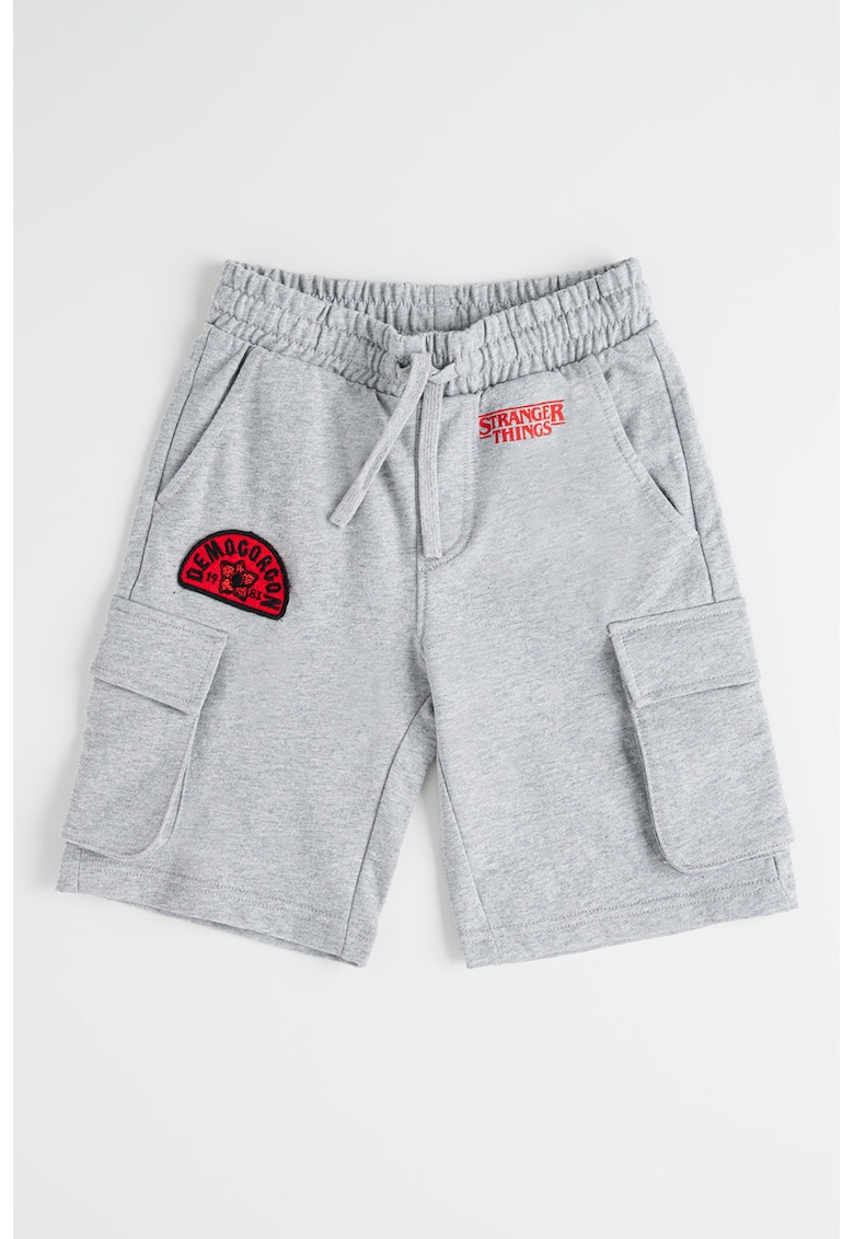 Pantaloni scurti cargo din bumbac - Gri melange