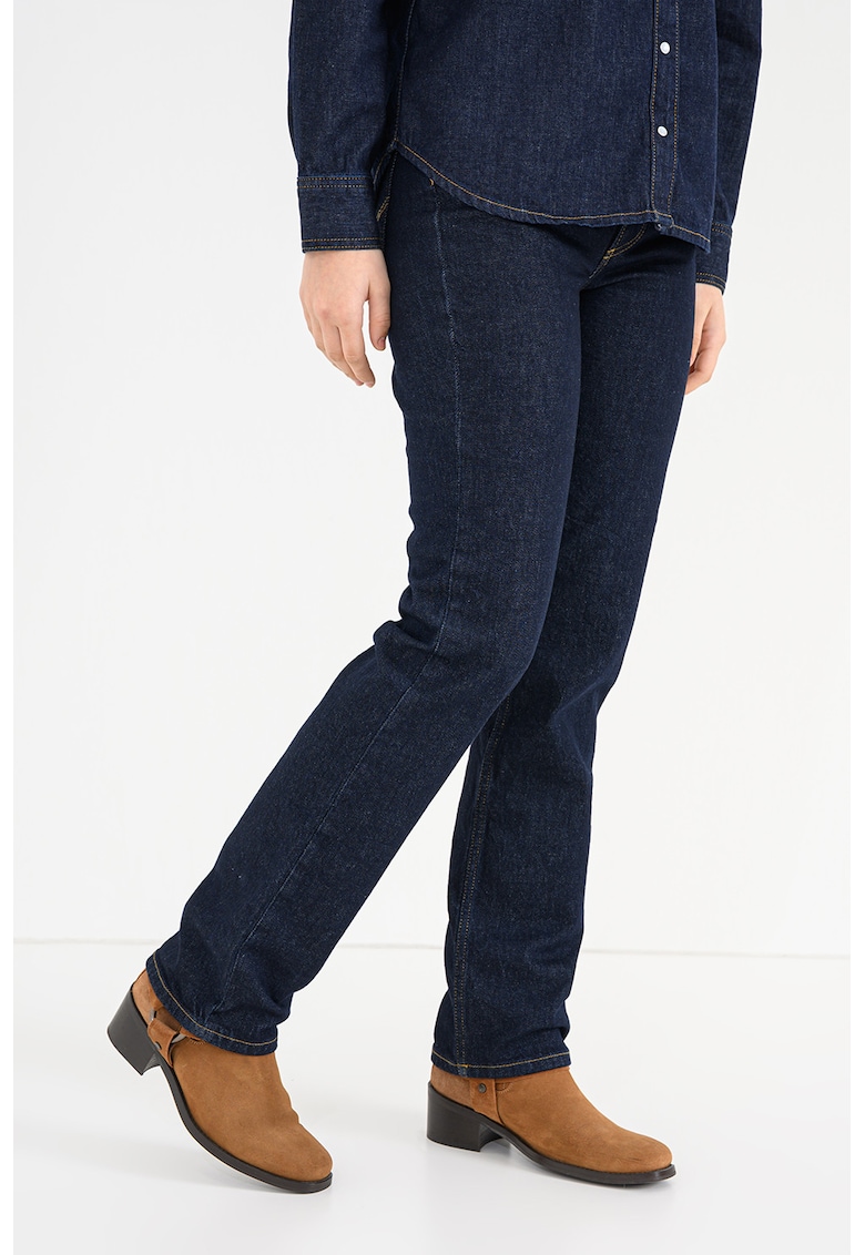 Blugi ampli cu talie inalta - Albastru inchis