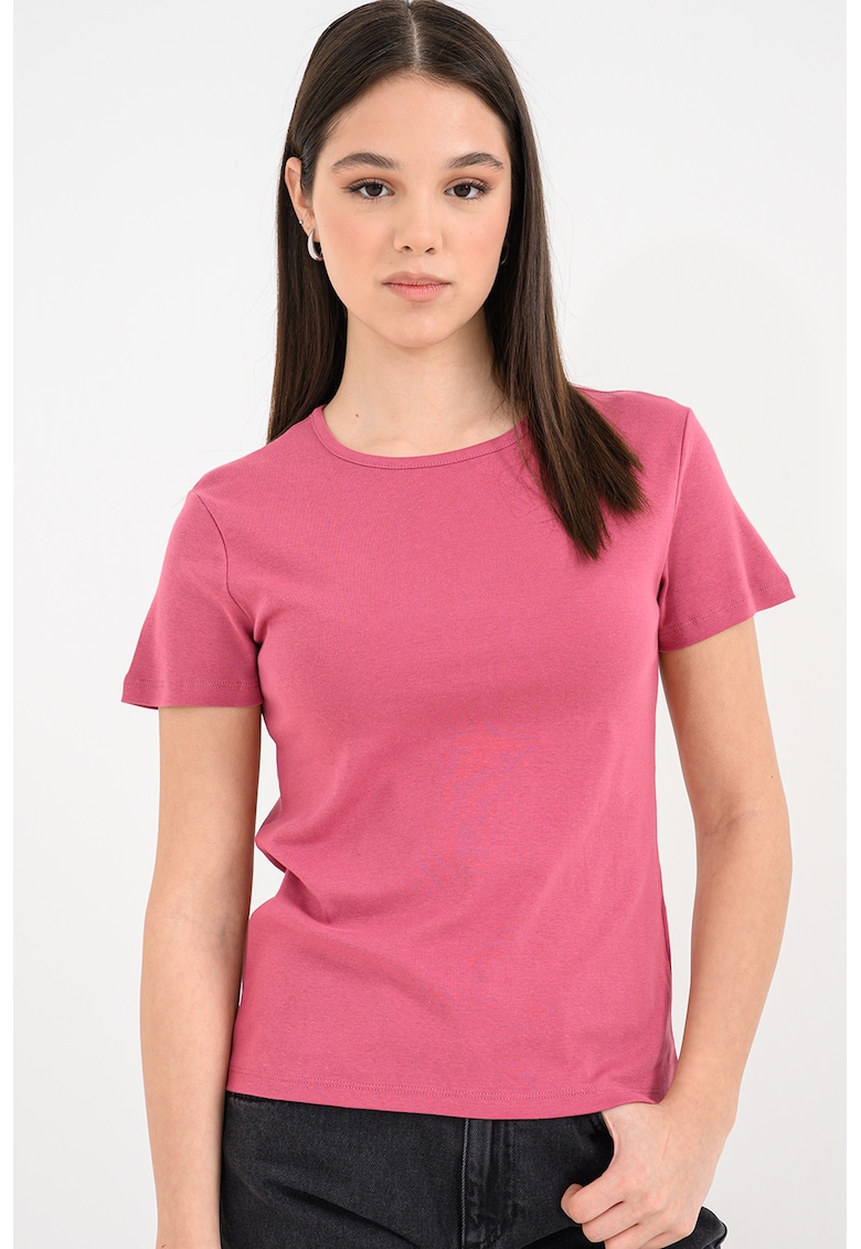 Tricou uni din bumbac - Roz zmeuriu