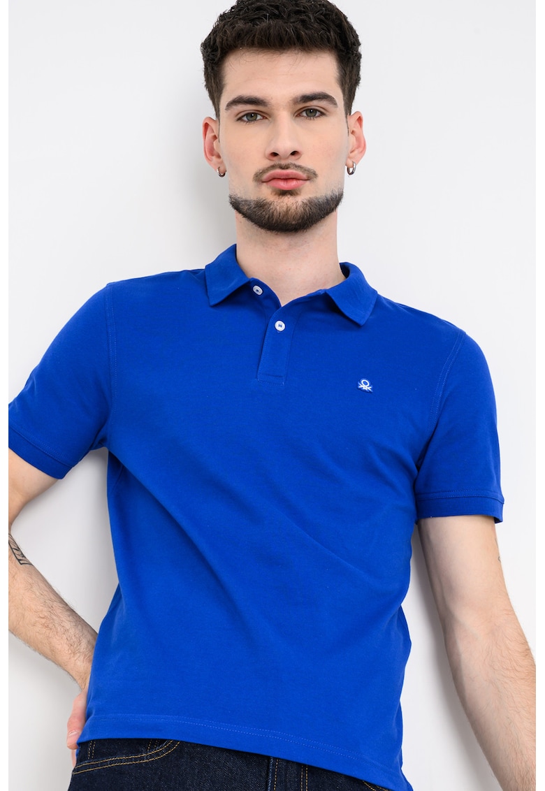Tricou polo slim fit din amestec de bumbac - Albastru royal