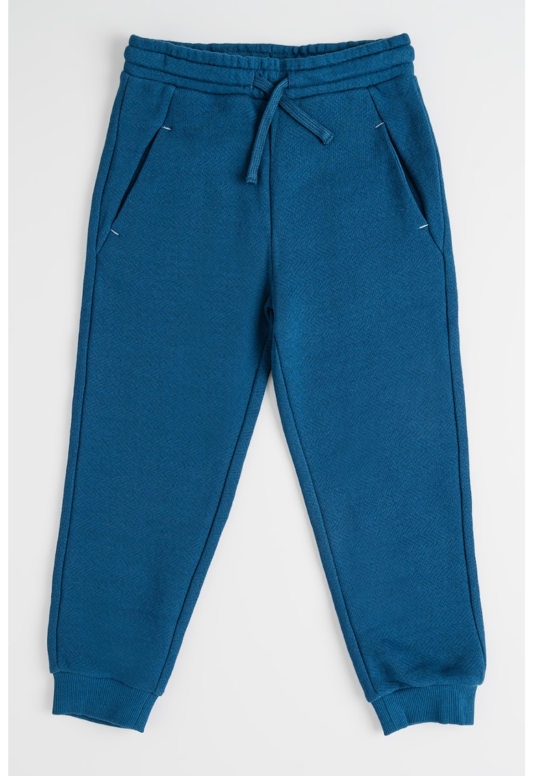 Pantaloni de trening din bumbac cu snur de ajustare in talie - Albastru inchis