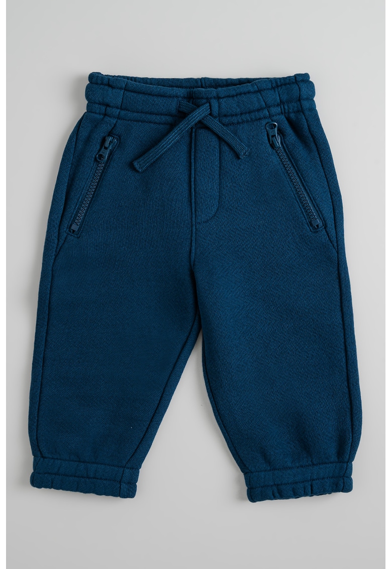 Pantaloni de trening cu buzunare cu fermoar - Albastru inchis
