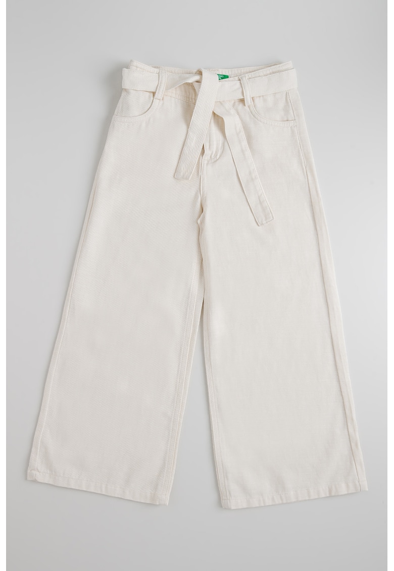 Pantaloni din amestec de bumbac si lyocell cu buzunare - Alb