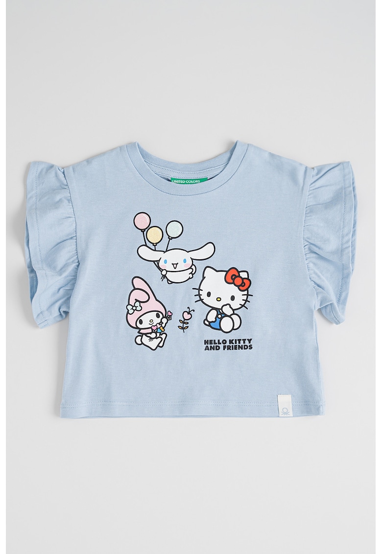 Tricou regular fit cu model grafic - Alb/Albastru pastel/Roz