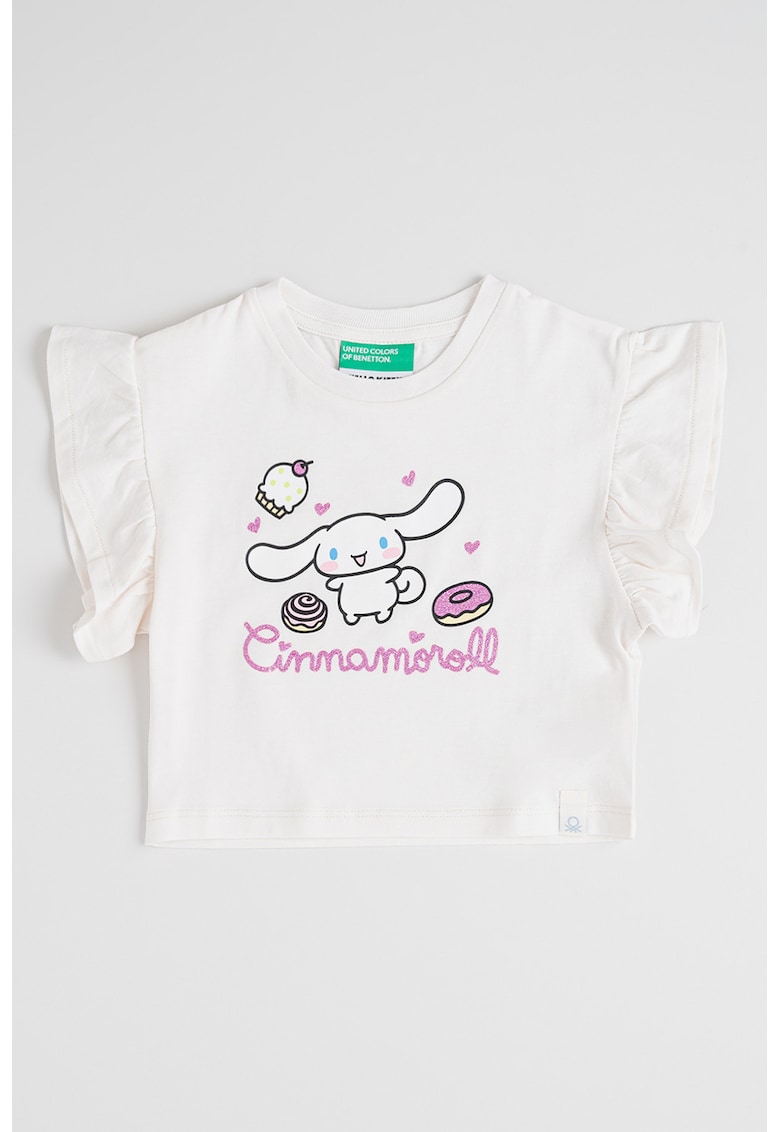 Tricou regular fit cu model grafic - Alb/Roz prafuit inchis