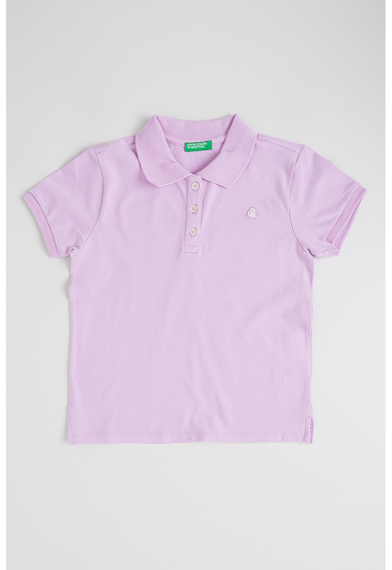 Tricou polo din material pique - Violet deschis