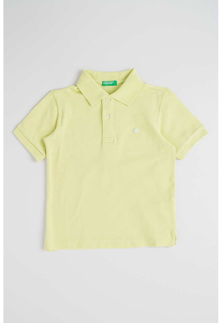 Tricou polo din bumbac pique cu aplicatie logo discreta - Verde fistic