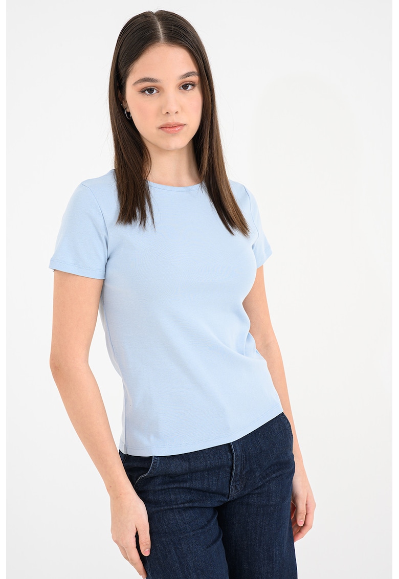 Tricou uni din bumbac - Albastru glaciar
