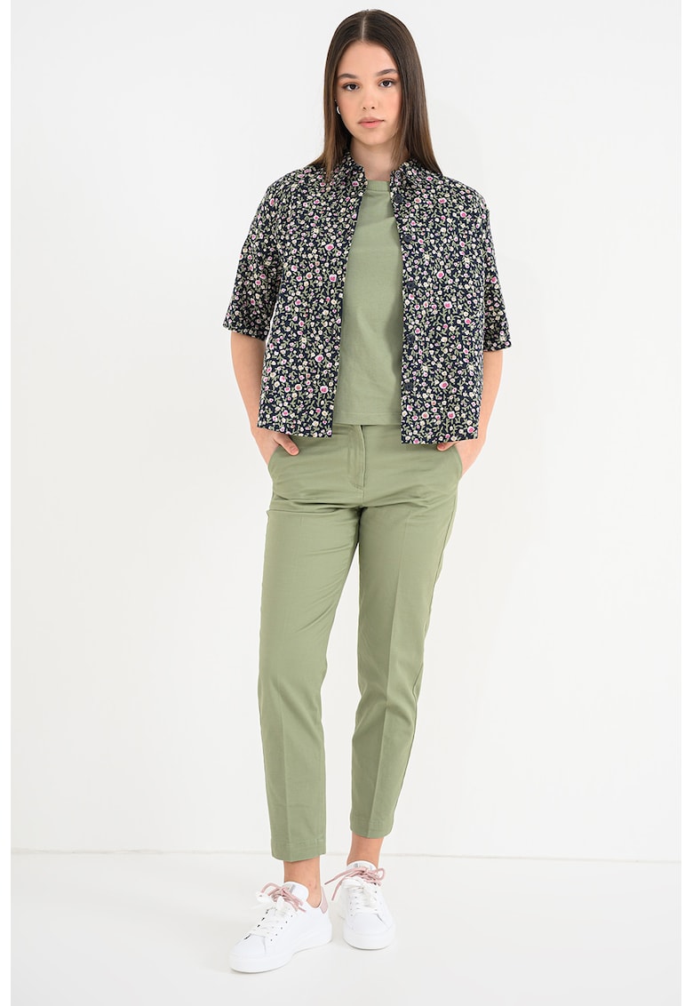 Camasa cu maneci scurte si imprimeu - Negru/Verde sparanghel/Roz