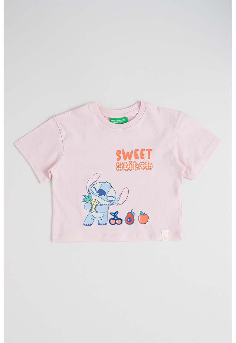 Tricou din bumbac cu decolteu la baza gatului - Portocaliu mandarina/Roz pal/Albastru