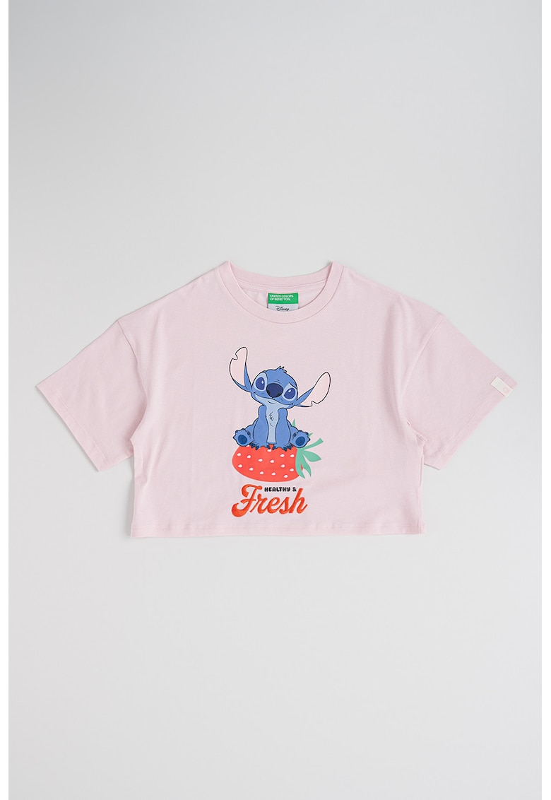 Tricou cu imprimeu cu Stitch - Rosu/Roz pastel/Albastru