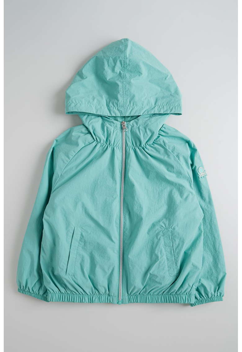 Jacheta subtire cu terminatii elastice si gluga - Mint