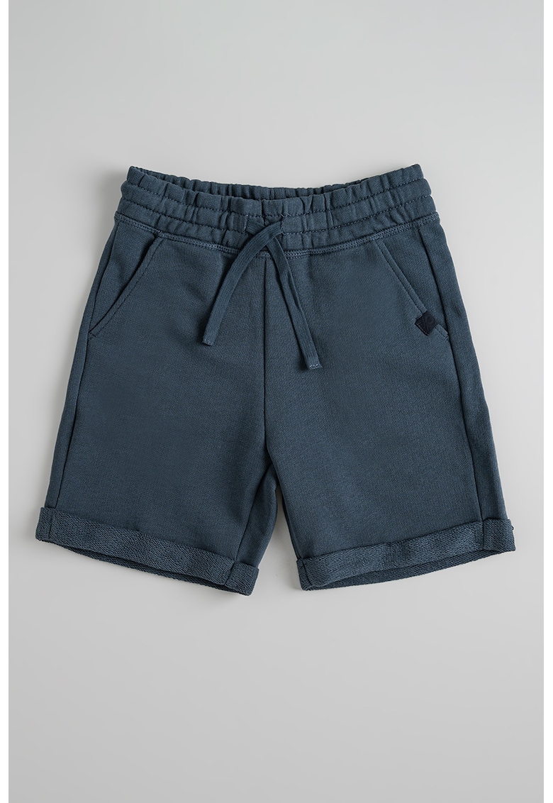 Pantaloni scurti de bumbac cu talie ajustabila - Albastru prafuit