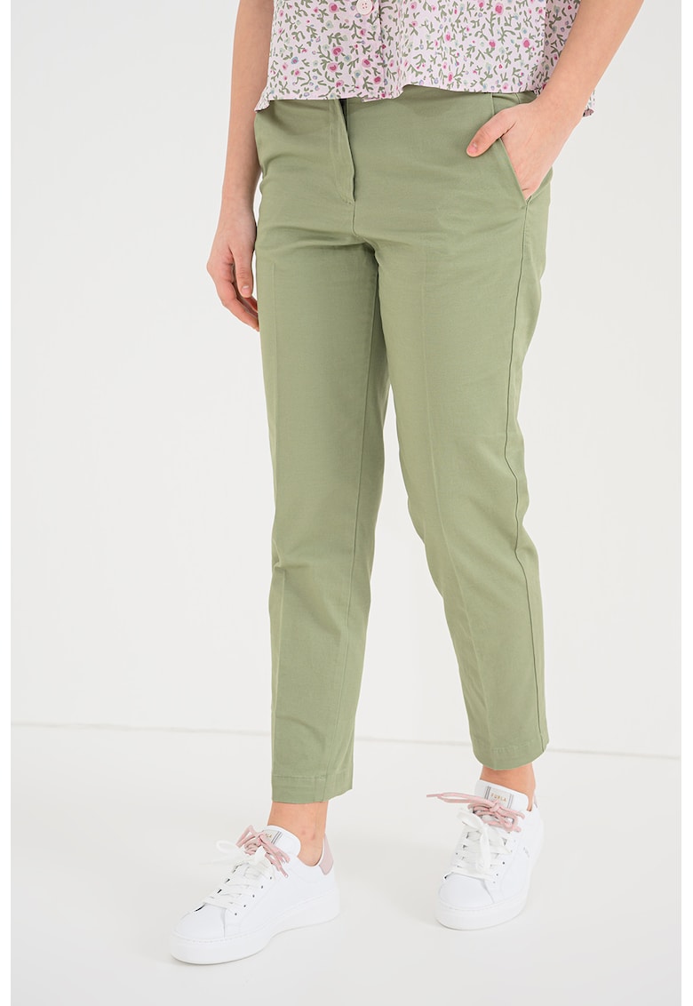 Pantaloni crop cu croiala conica - Verde fistic