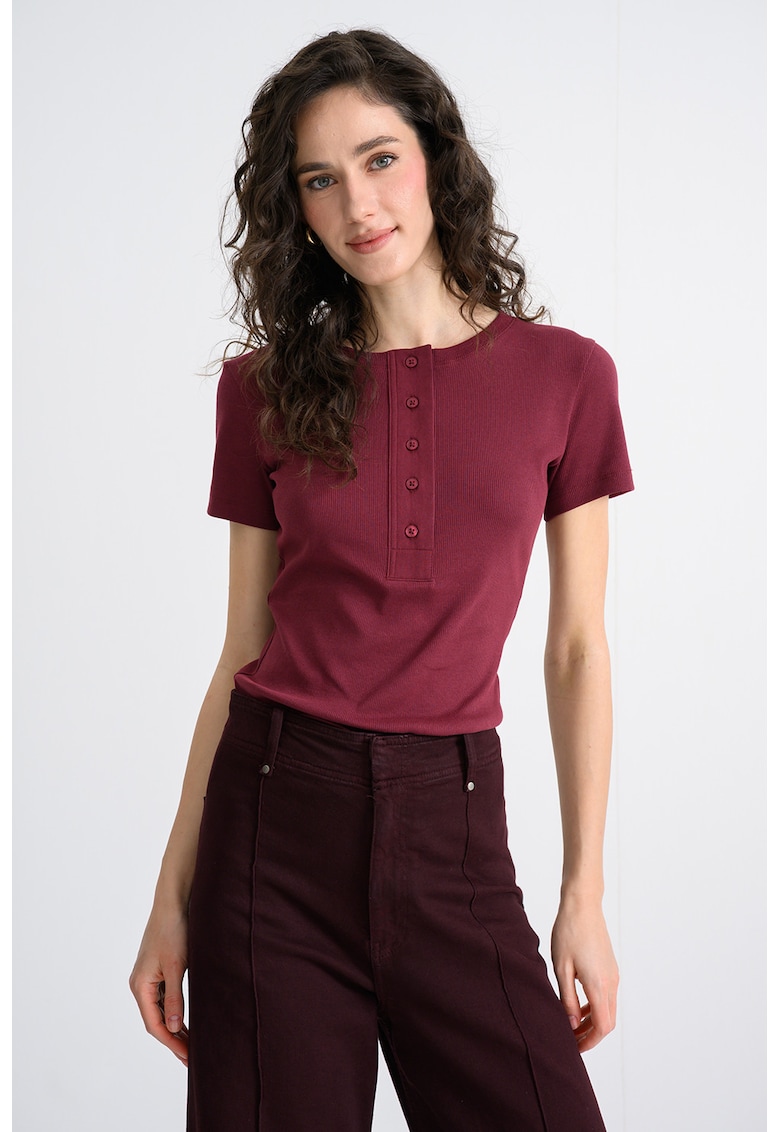 Tricou cu decolteu barcuta - Violet tyrian