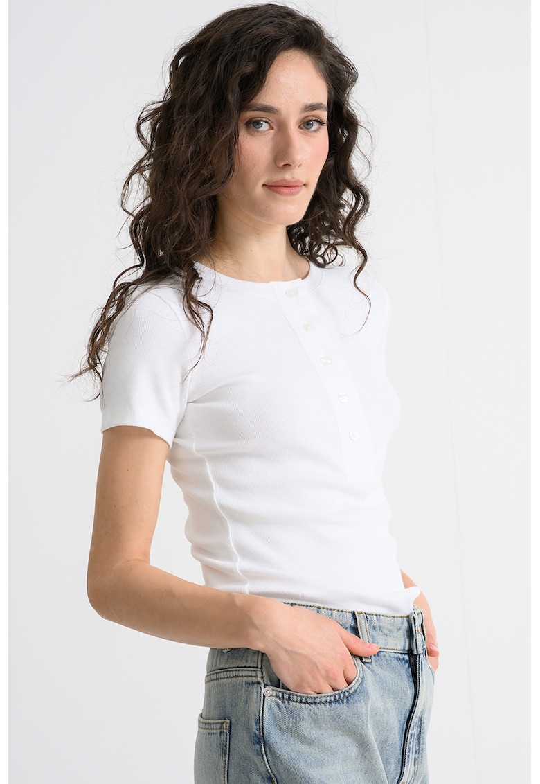 Tricou cu decolteu barcuta - Alb