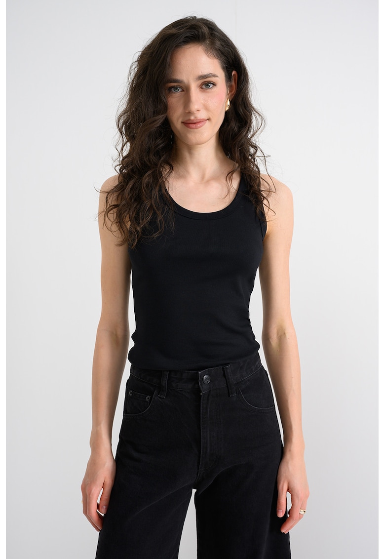 Top cu decolteu adanc - Negru