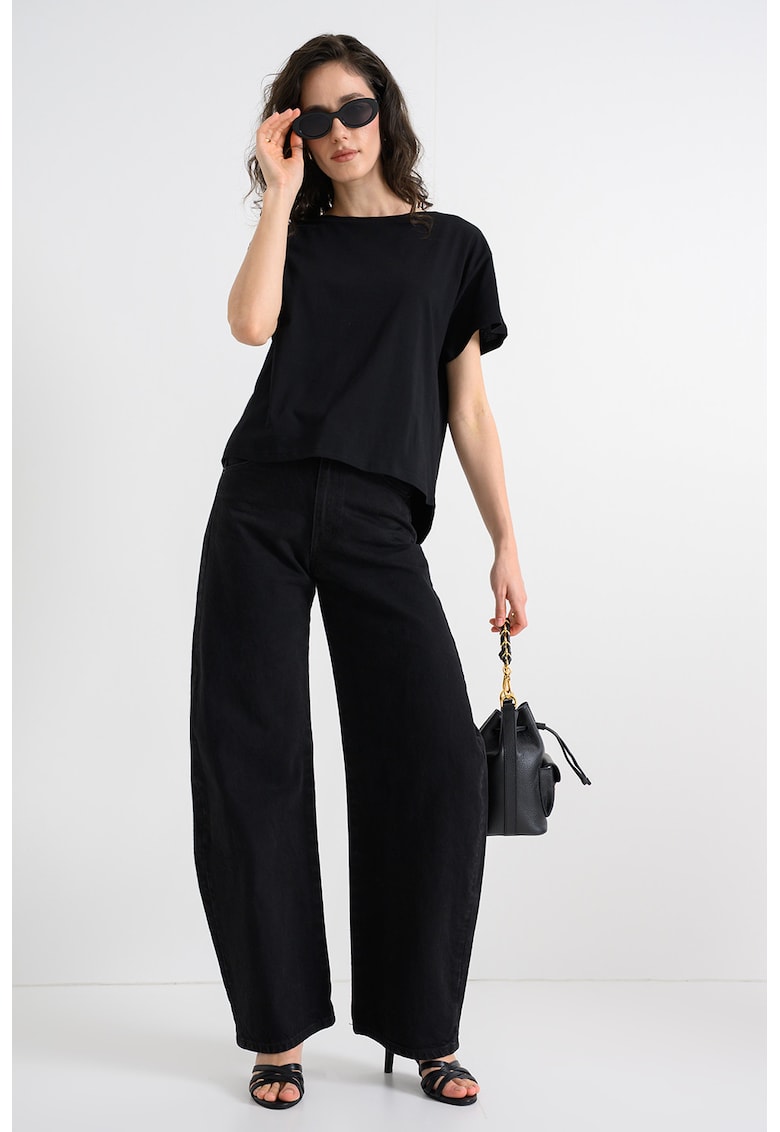 Tricou din bumbac cu decolteu barcuta - Negru