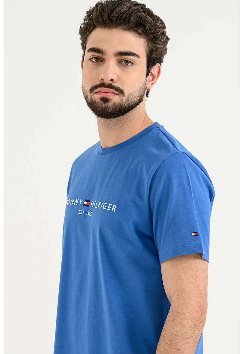 Tricou din bumbac cu broderie logo - Turcoaz