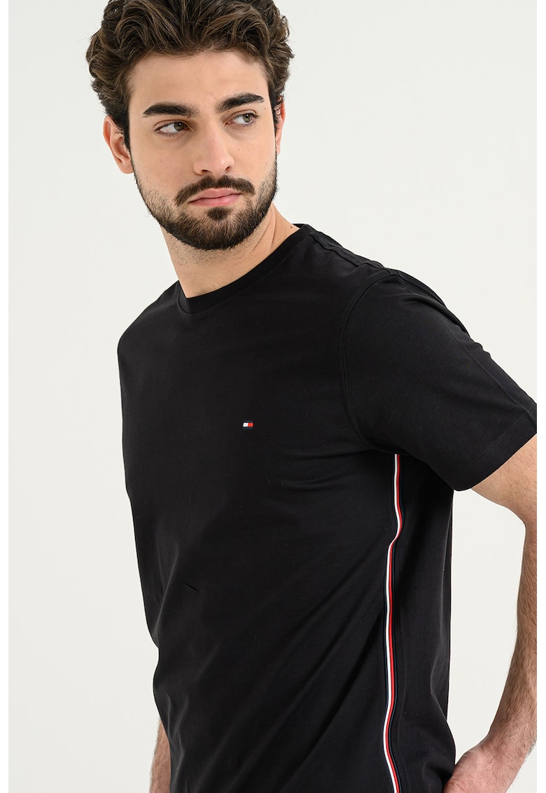 Tricou din bumbac cu logo brodat - Negru