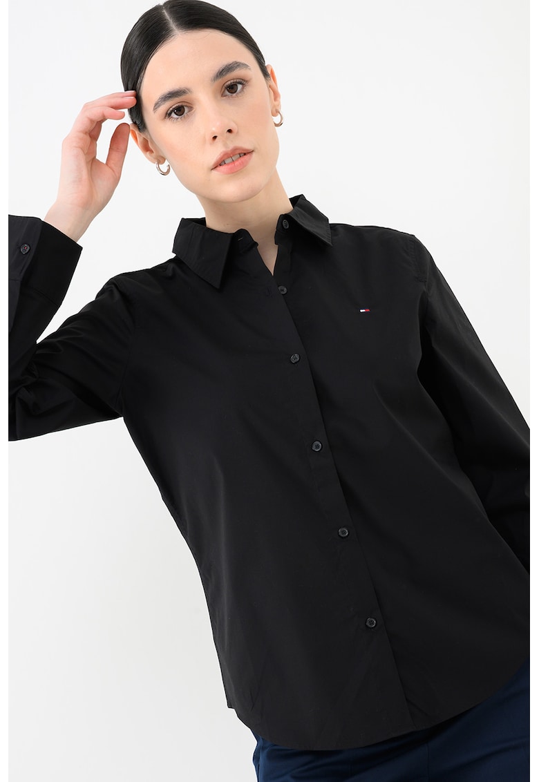 Camasa regular fit cu guler ascutit - Negru
