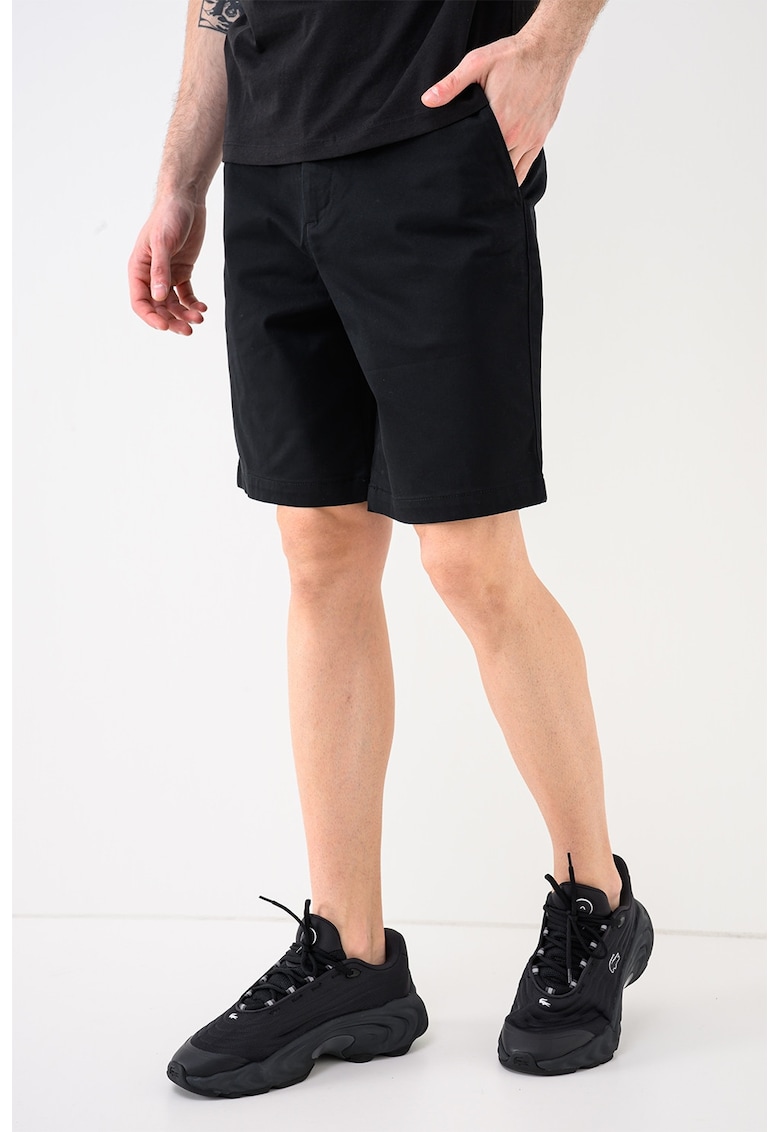 Pantaloni scurti uni din amestec de bumbac - Negru