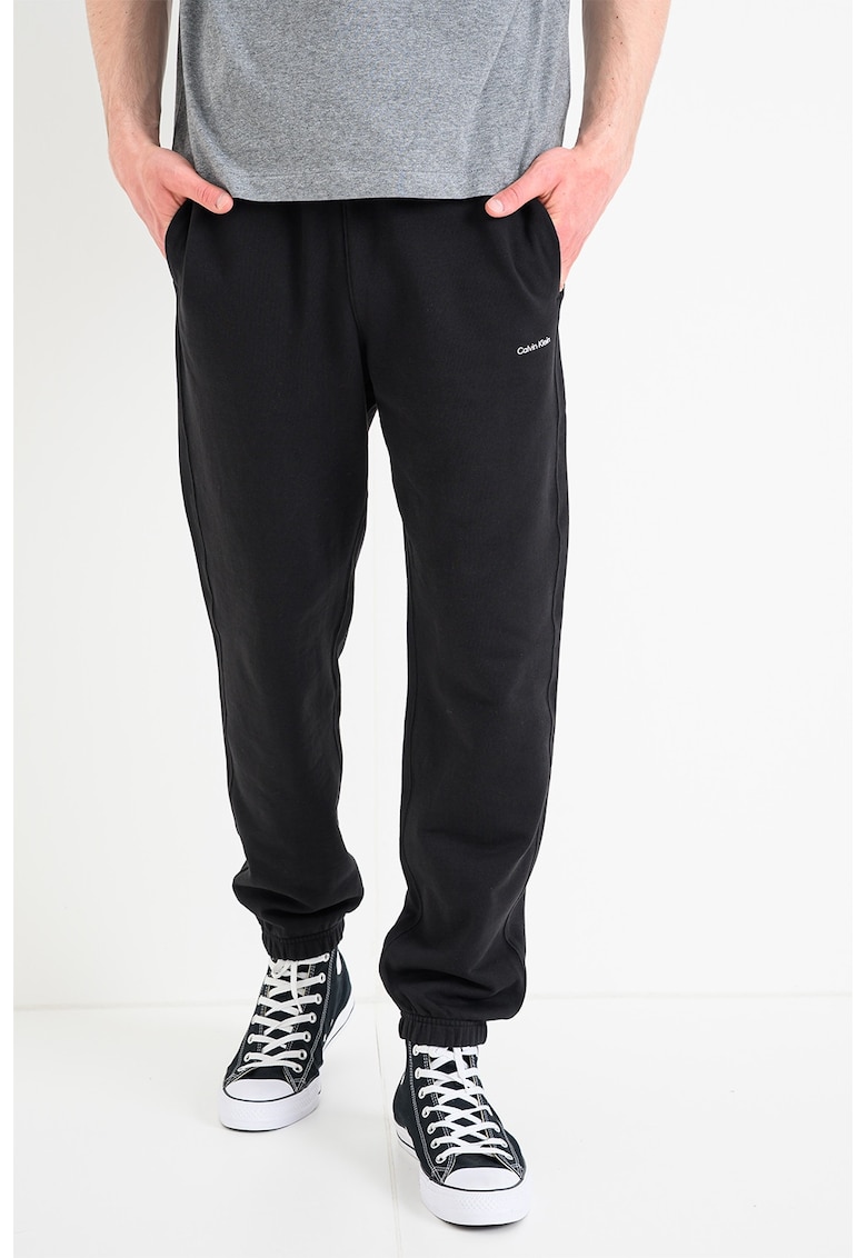 Pantaloni de trening uni din bumbac - Negru