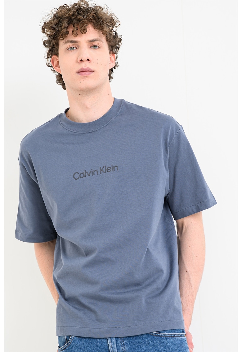 Tricou relaxed fit cu imprimeu logo Standard - Albastru prafuit