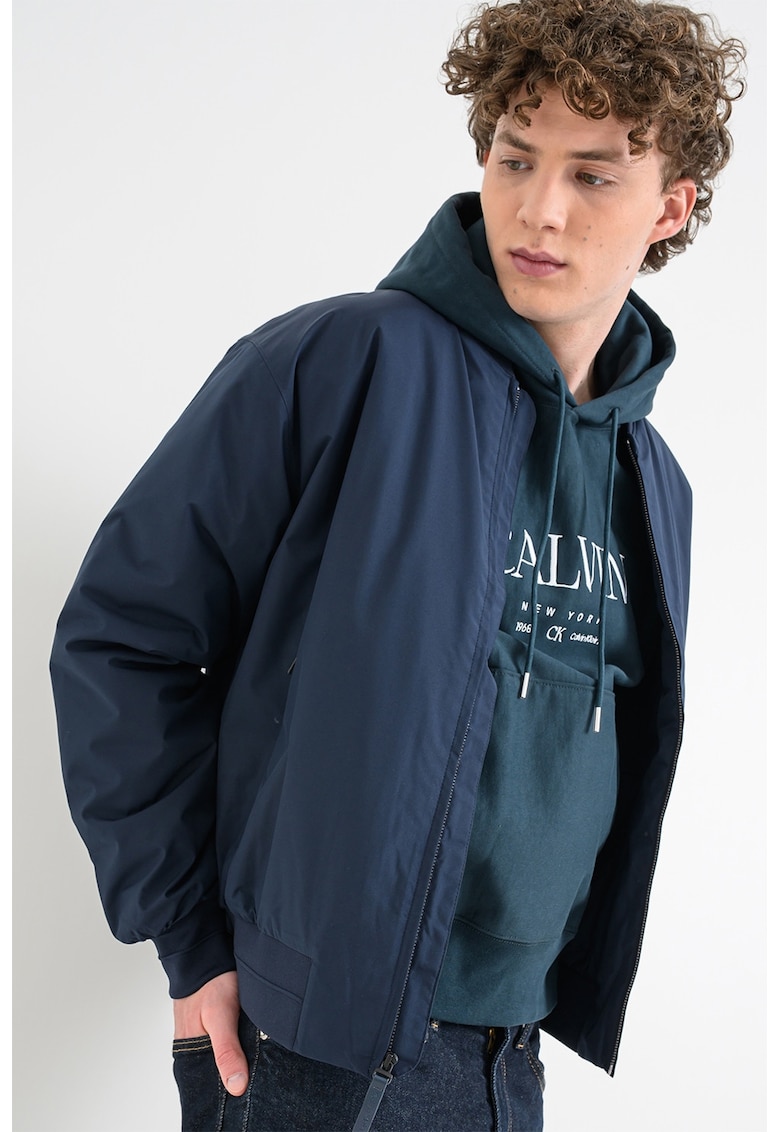 Jacheta bomber cu gluga - Bleumarin