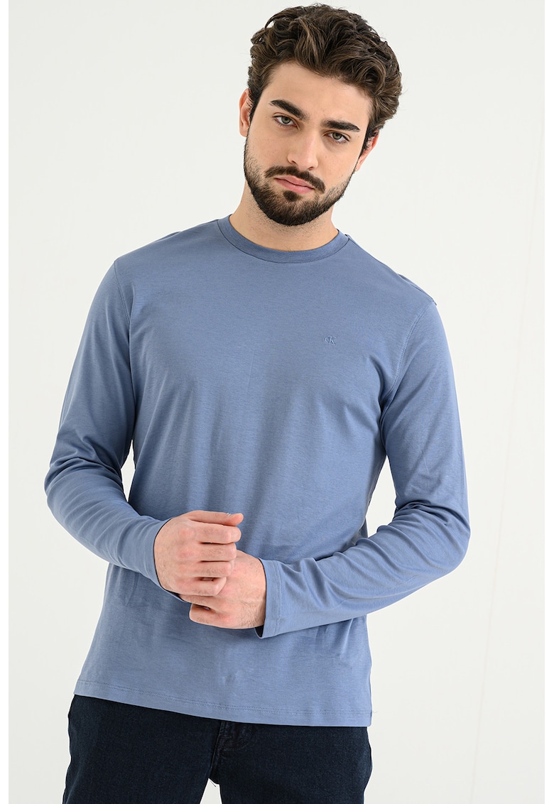 Bluza uni din bumbac - Albastru pastel