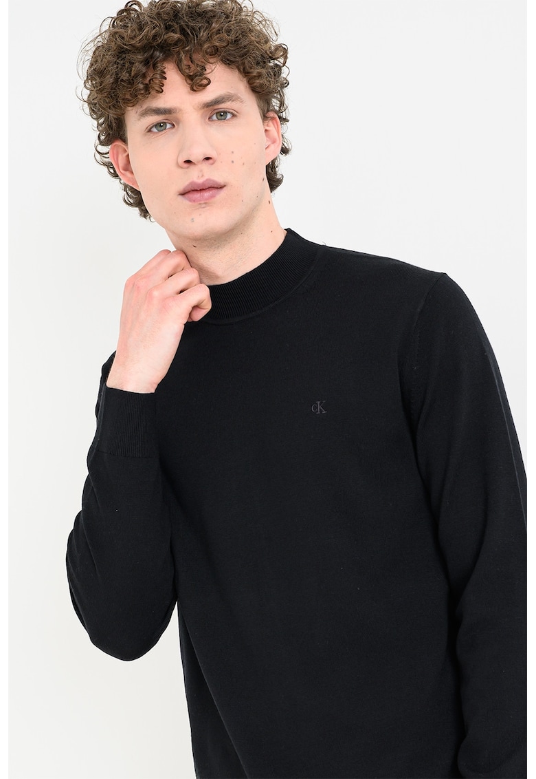 Pulover tricotat fin de lana - Negru