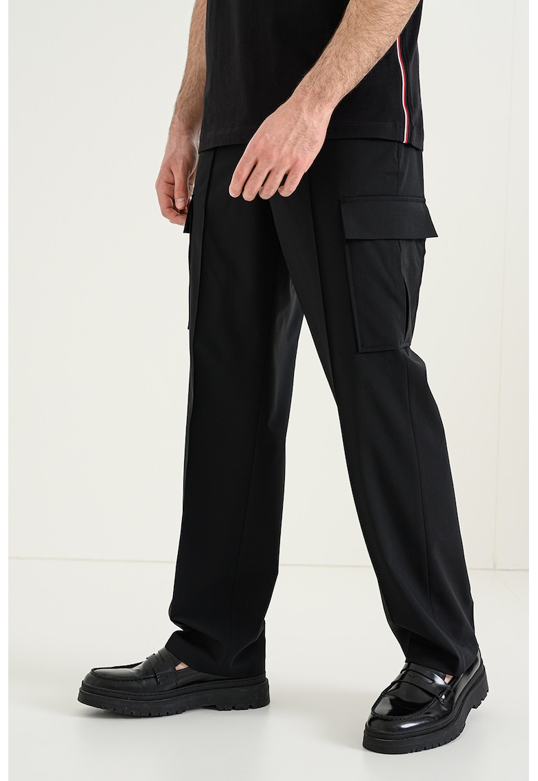 Pantaloni cargo cu croiala dreapta - Negru