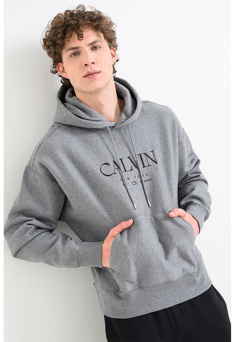 Hanorac lejer cu logo broadat - Gri melange