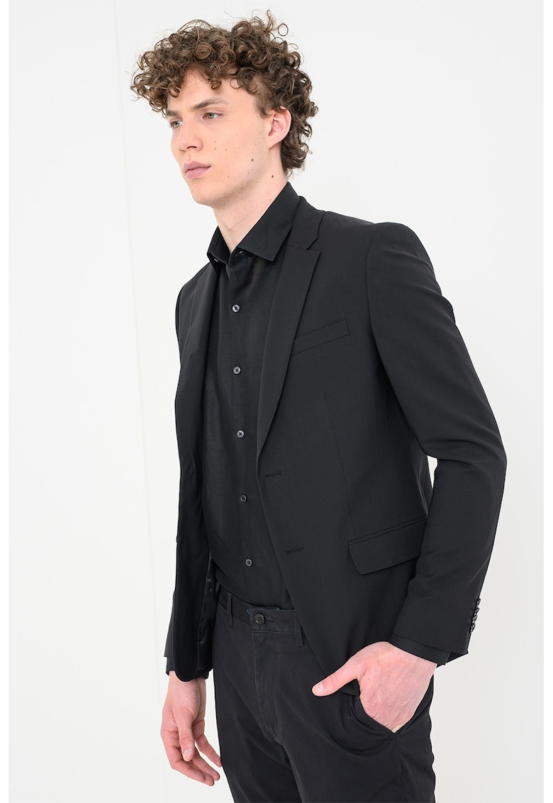Sacou slim fit din amestec de lana - Negru