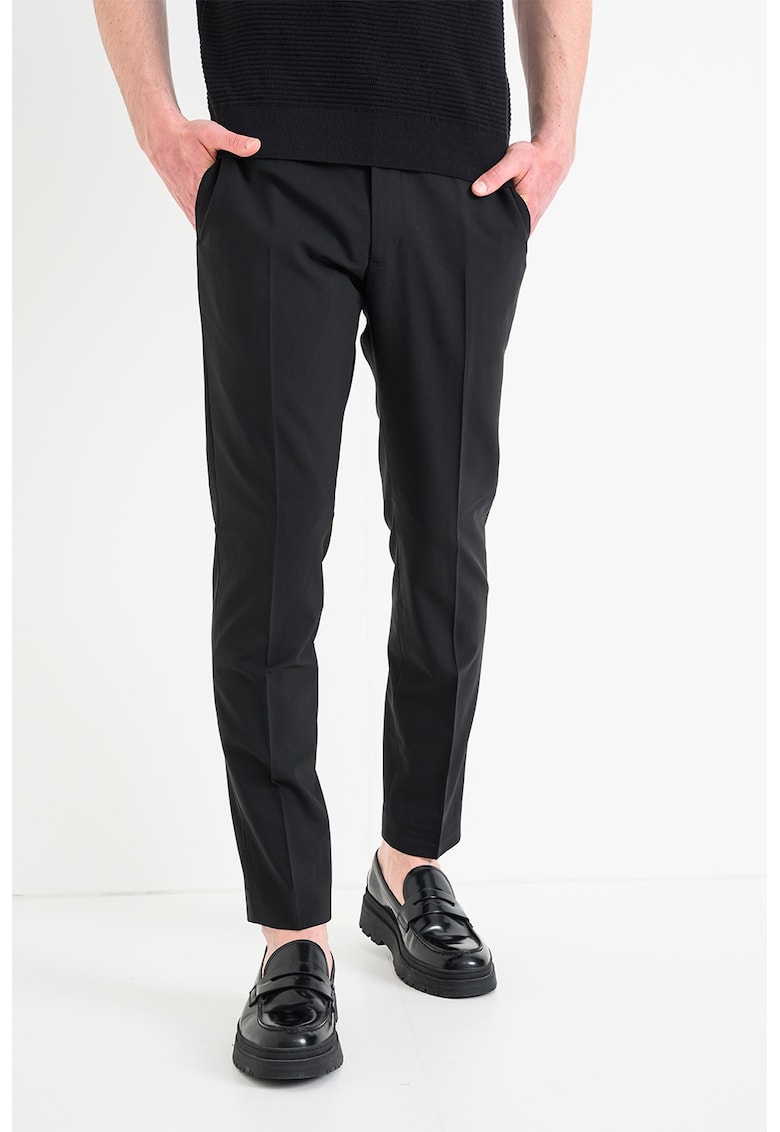 Pantaloni slim fit din amestec de lana - Negru
