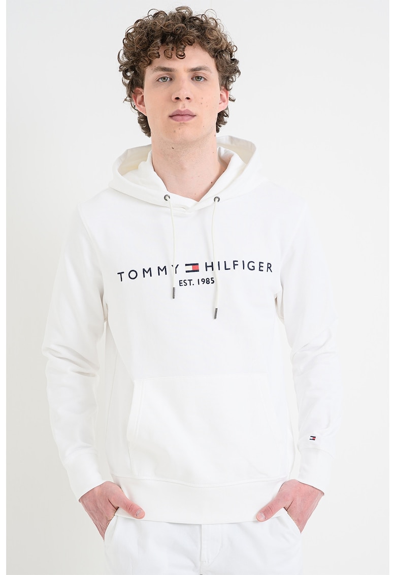 Hanorac din bumbac organic cu logo brodat - Alb