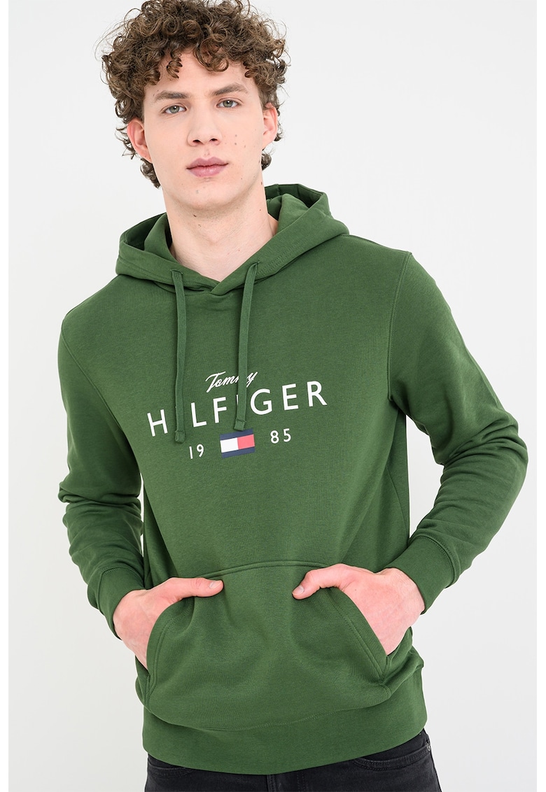 Hanorac slim-fit cu imprimeu logo - Verde