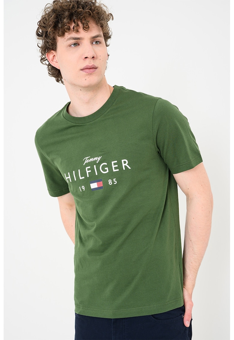 Tricou regular fit cu imprimeu logo - Verde