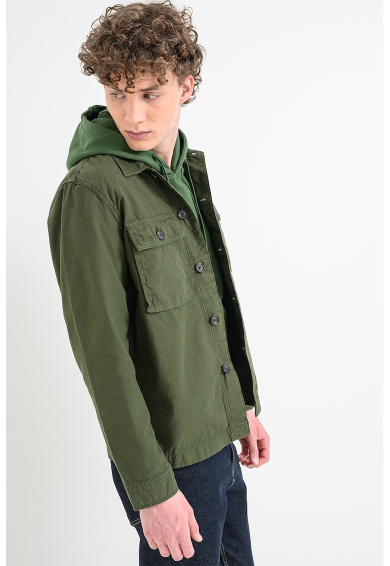 Jacheta-camasa cu guler clasic Utility - Verde inchis