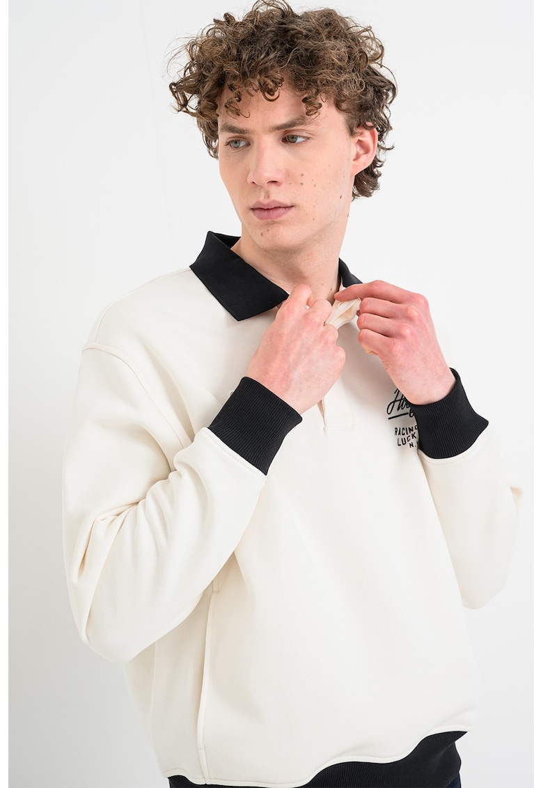 Bluza polo de trening cu logo Modernin Athleisure - Alb