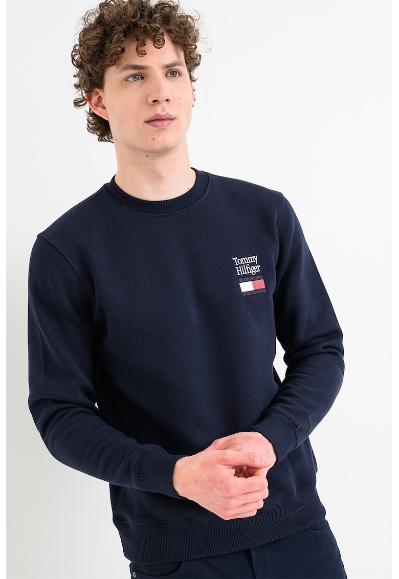 Bluza de trening din amestec de bumbac si logo - Bleumarin